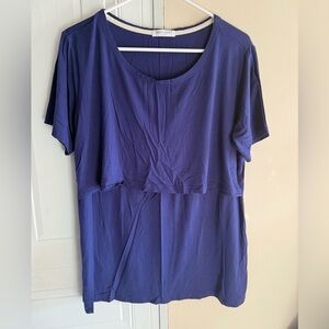 Blue short sleeve breastfeeding nursing shirt Smallshow XL NWOT